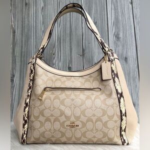 Coach Tan & Snake Skin Signature Shoulder Bag 2022 Collection